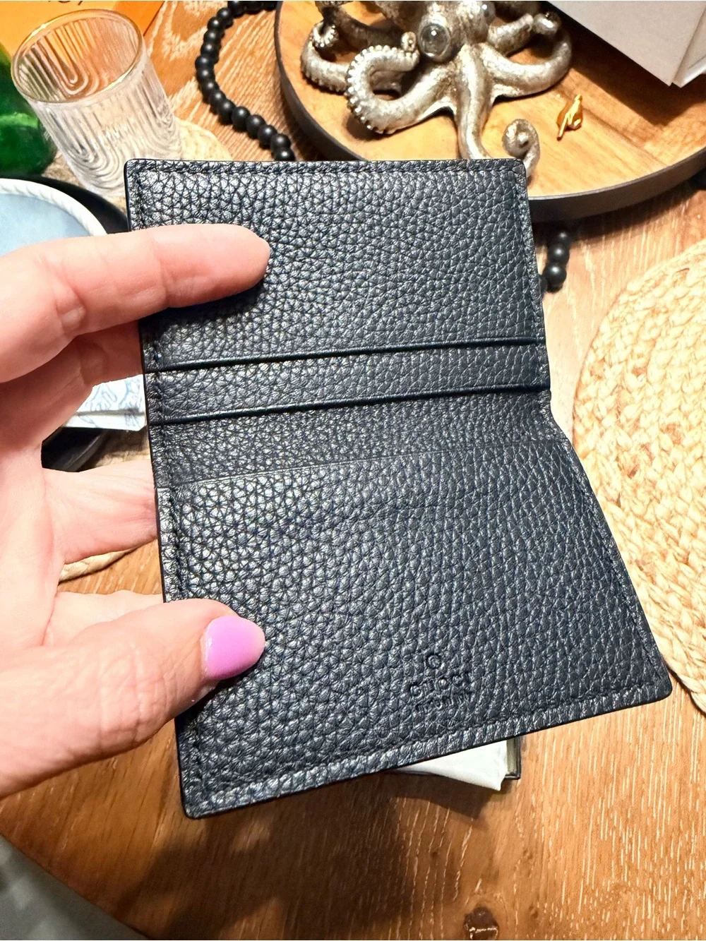 Gucci Tiger Card Holder with Gold 'L'Aveugle Par Amour' Emblem
